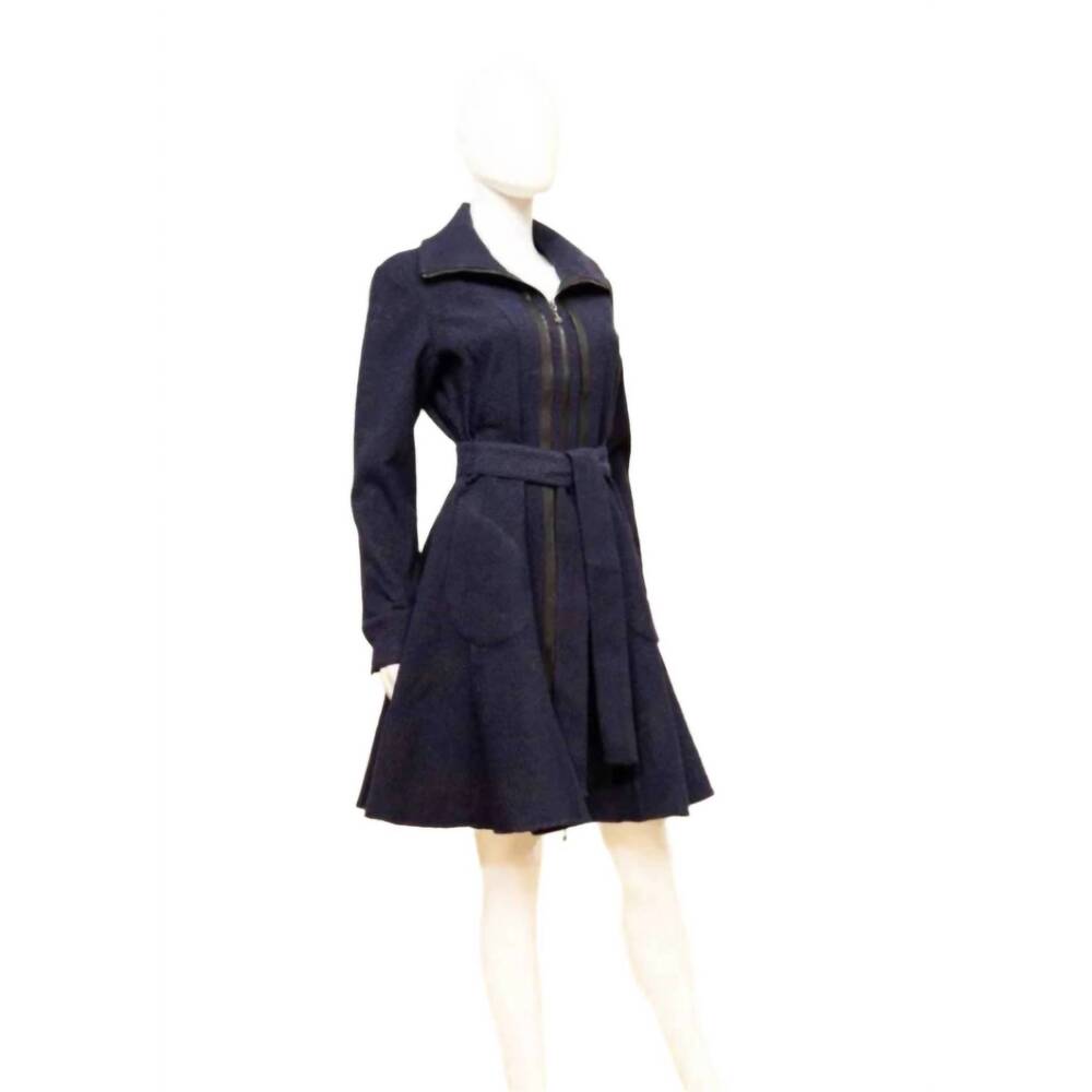 NEW SAMUEL DONG women's dress coat with self belt in midnight (dark blue) - Picture 2 of 3